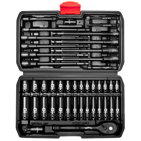 LLNEDL 1/4 drive deep sockets 4–15 mm for versatile automotive tasks.