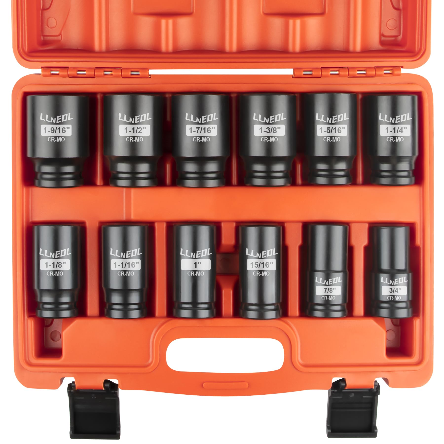 LLNEDL 3/4-inch drive socket set case keeps tools organized for quick access.