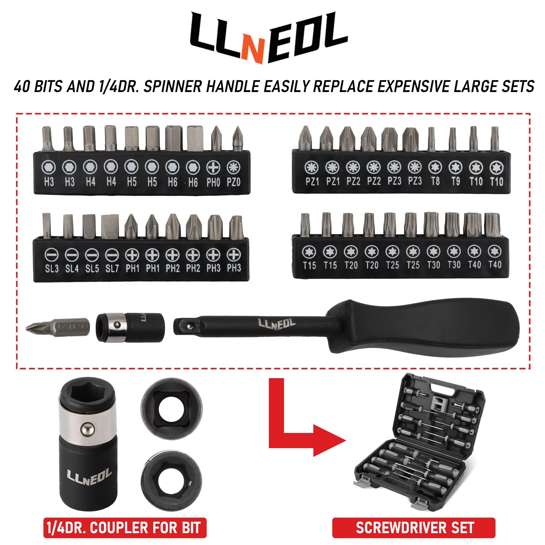 LLNEDL 3/8 U-joint enables flexible reach in tight spaces.