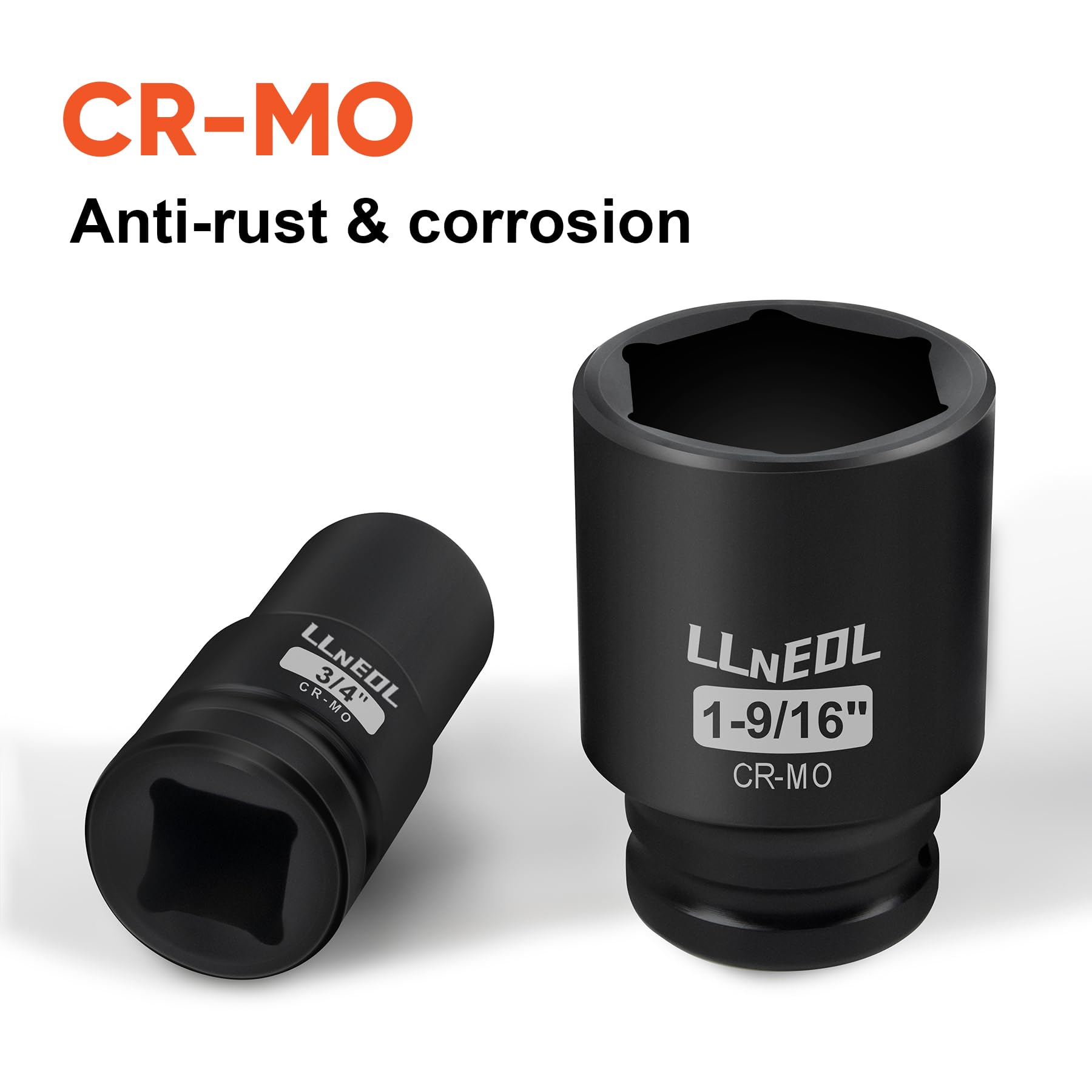 LLNEDL 6-point design sockets grip fasteners with reduced slipping.