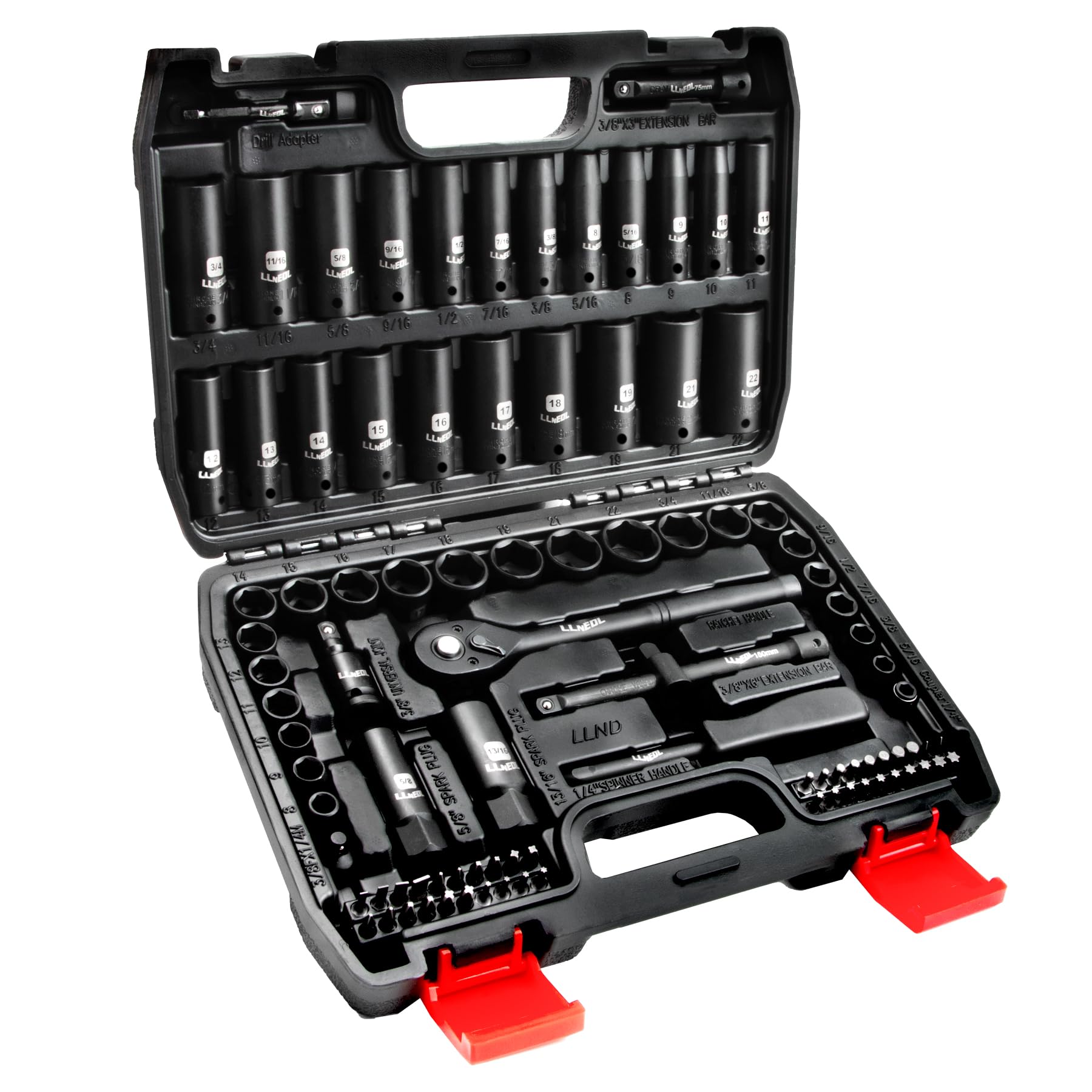 LLNEDL impact socket set in 3/8 drive ready for tough automotive jobs.