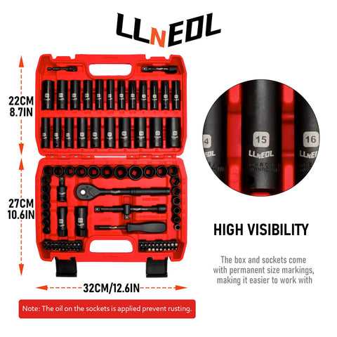 LLNEDL metric sockets deep and shallow for versatile metric fasteners.