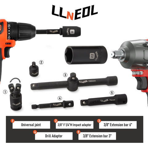 LLNEDL spark plug sockets 13/16 and 5/8 for accessible plugs.