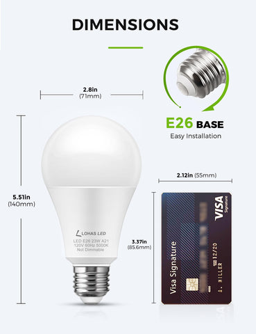 L LOHAS LED 2500 lumens daylight 5000K beam illuminates home corners.
