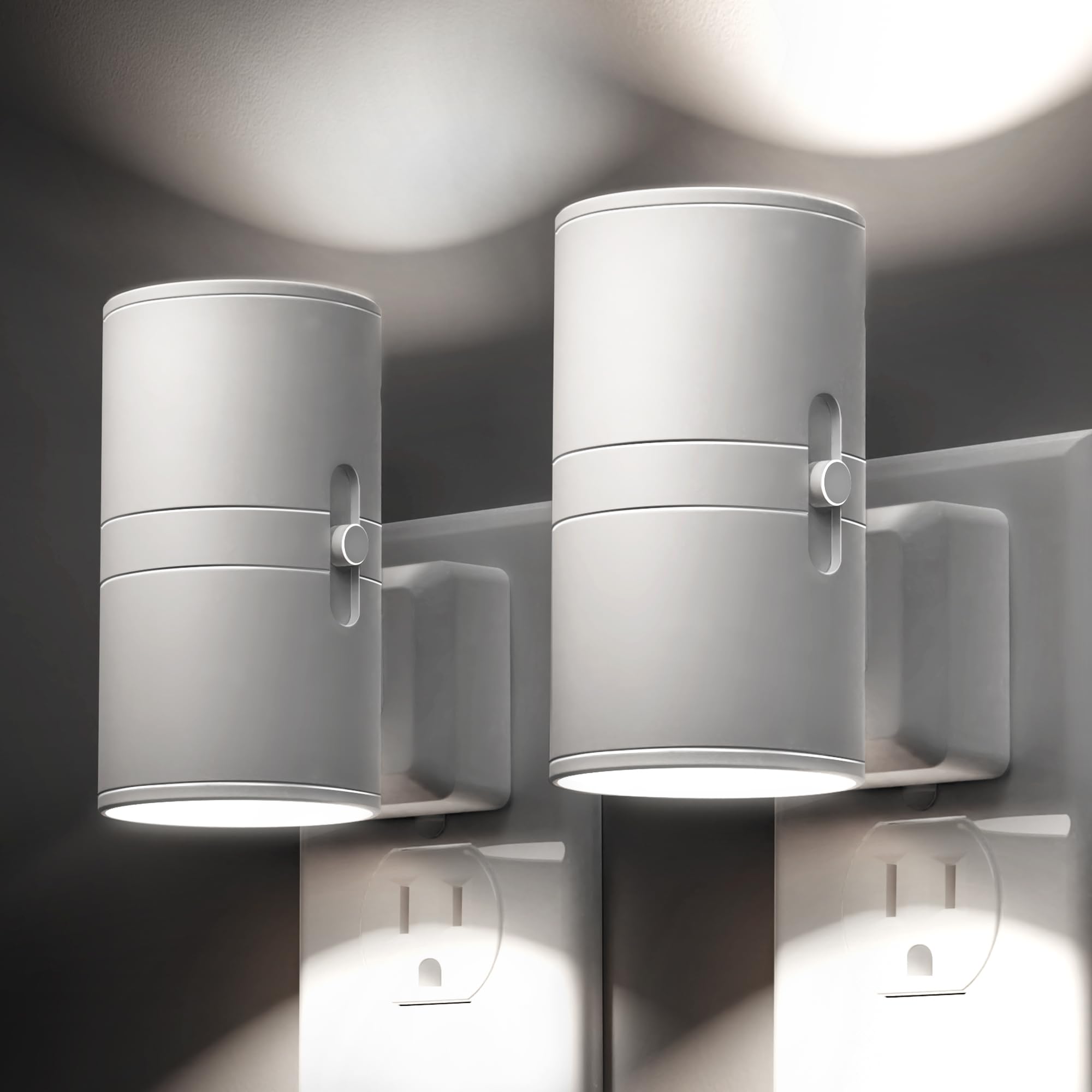 L LOHAS LED Bright Night Light in wall-plug form illuminates hallway with crisp daylight glow.