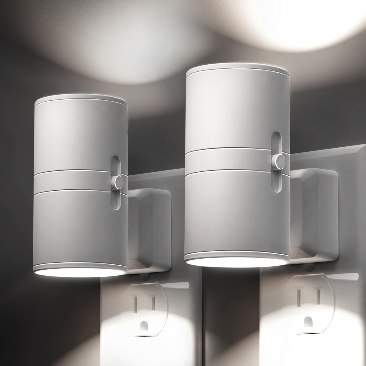 L LOHAS LED Bright Night Light in wall-plug form illuminates hallway with crisp daylight glow.