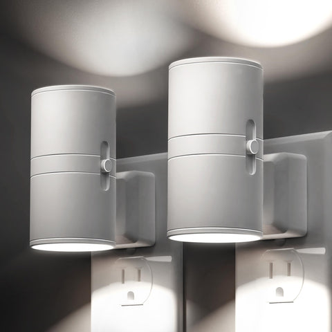 L LOHAS LED Bright Night Light in wall-plug form illuminates hallway with crisp daylight glow.