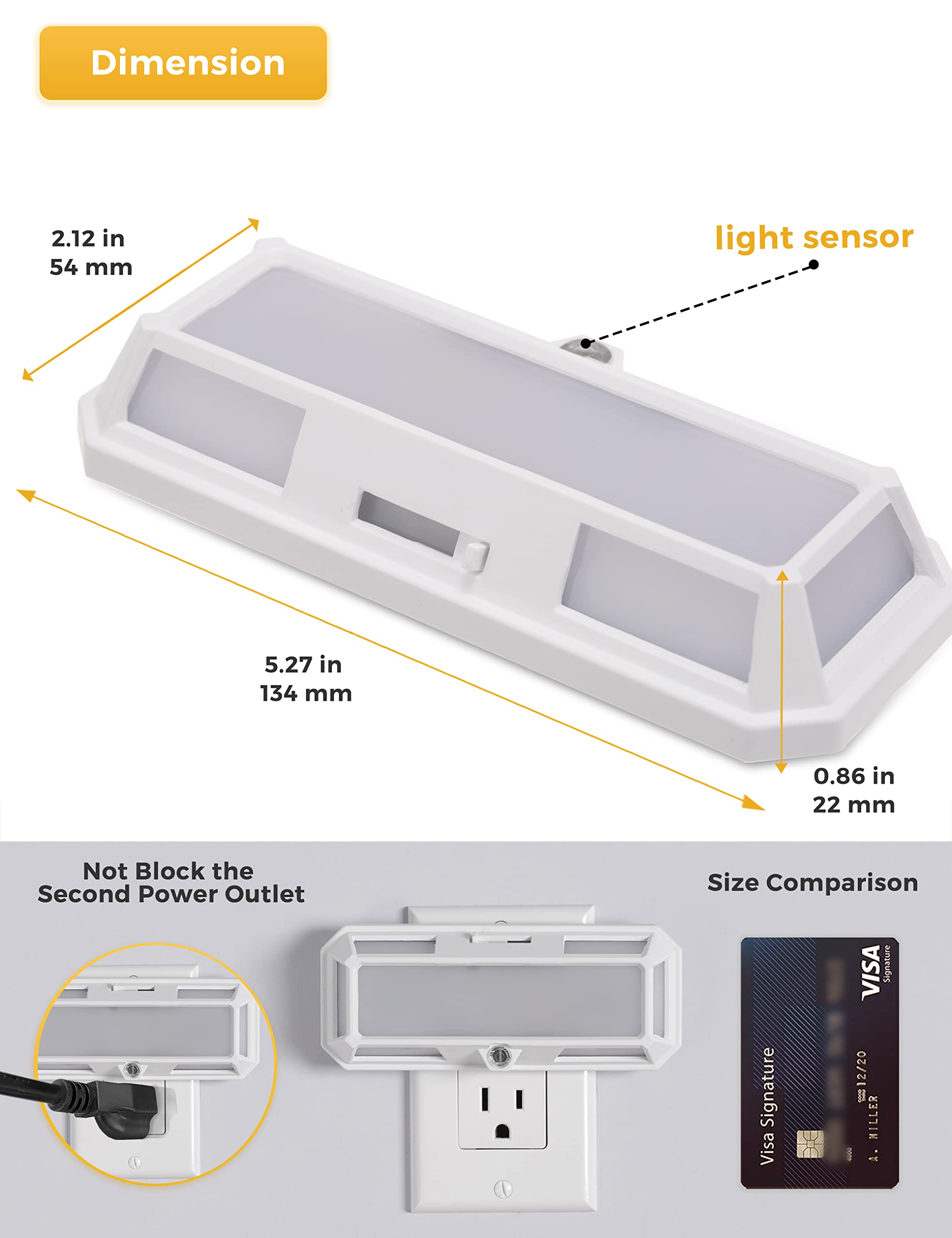 L LOHAS LED compact night light fits narrow outlets without blocking others.