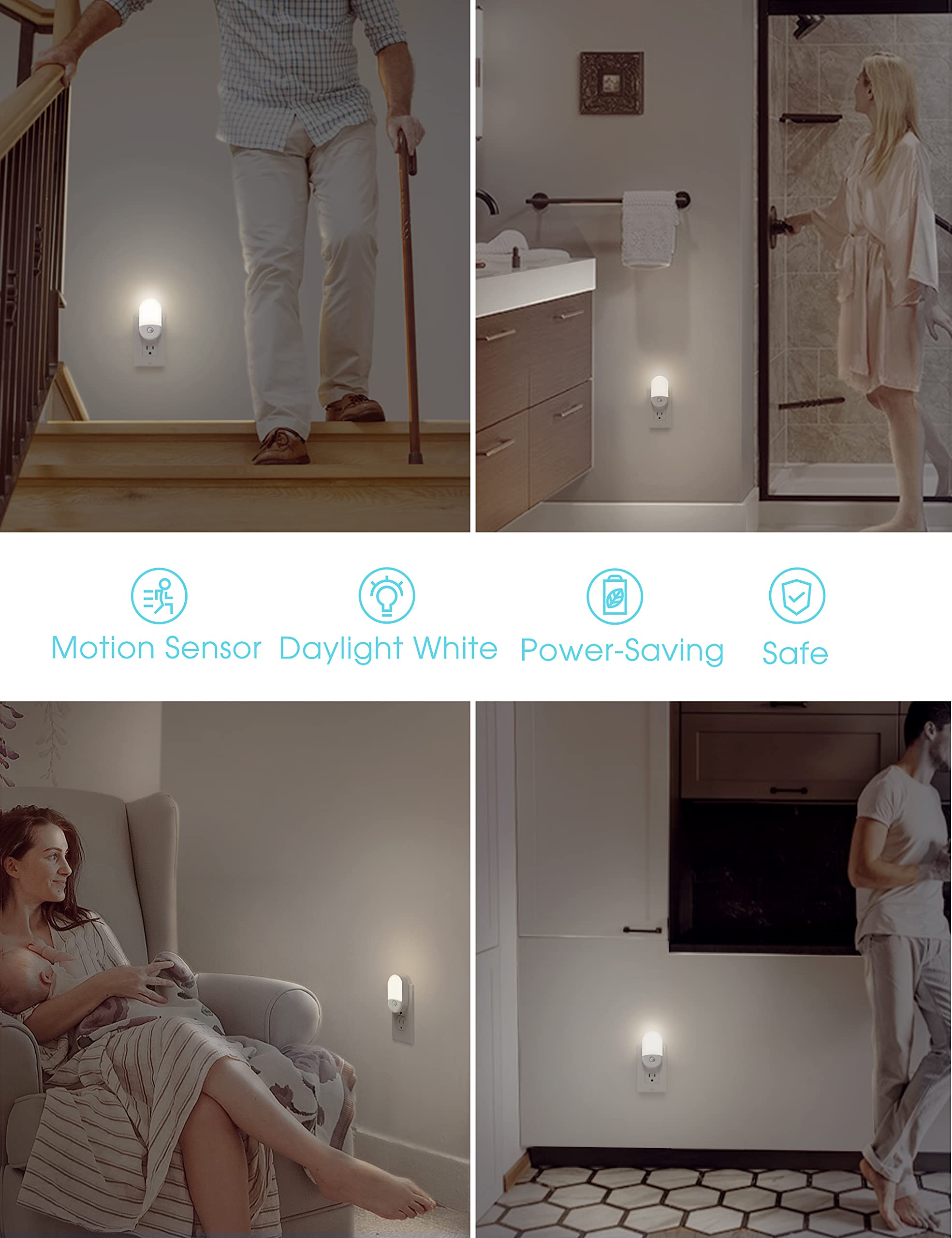 L LOHAS LED plug-in design fits outlets without blocking others.