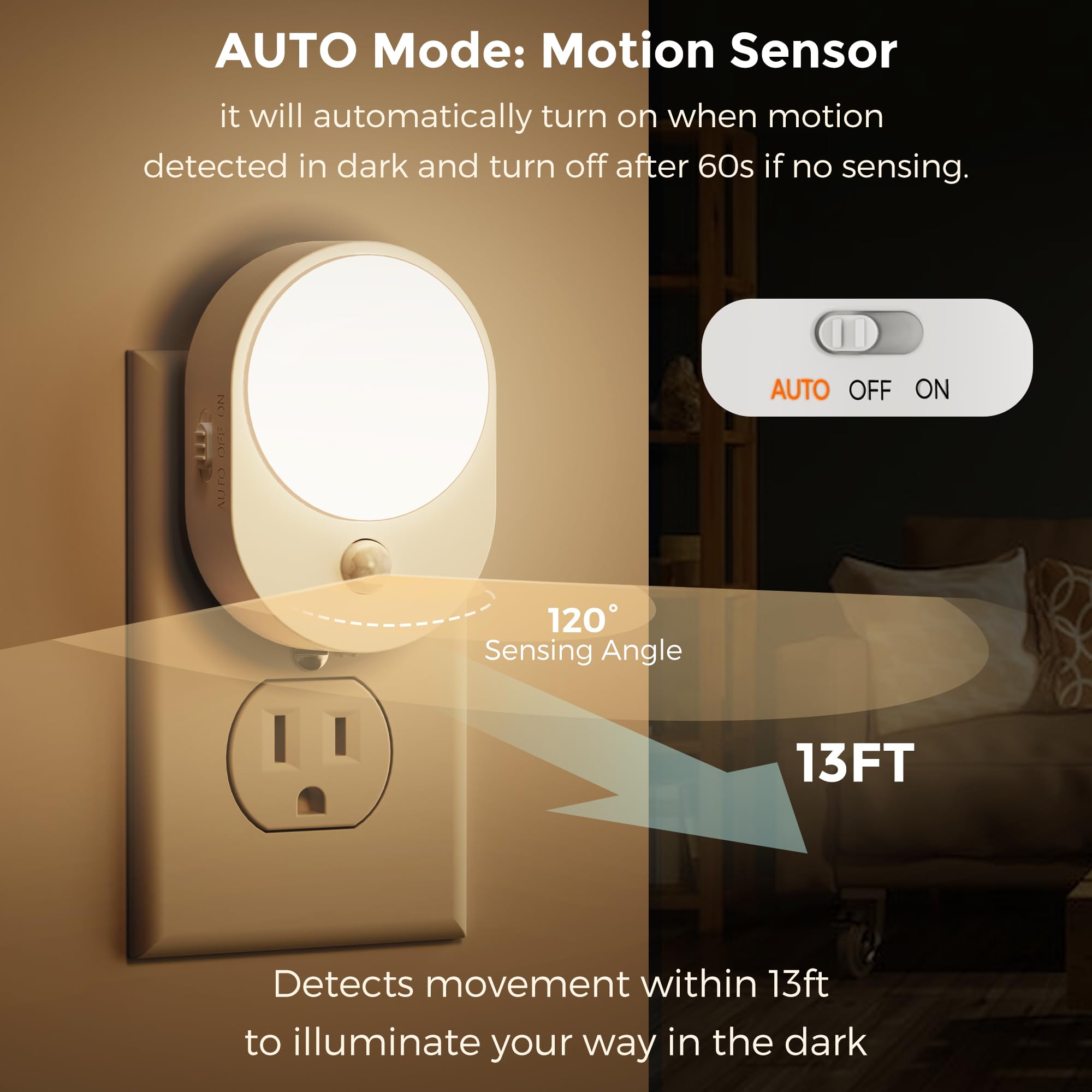 L LOHAS LED motion-activated light turns on with movement in darkness