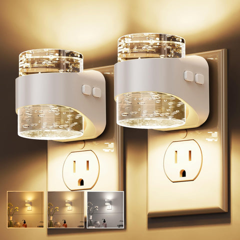 L LOHAS LED bubble night light 2-pack provides soft upward and downward glow for rooms