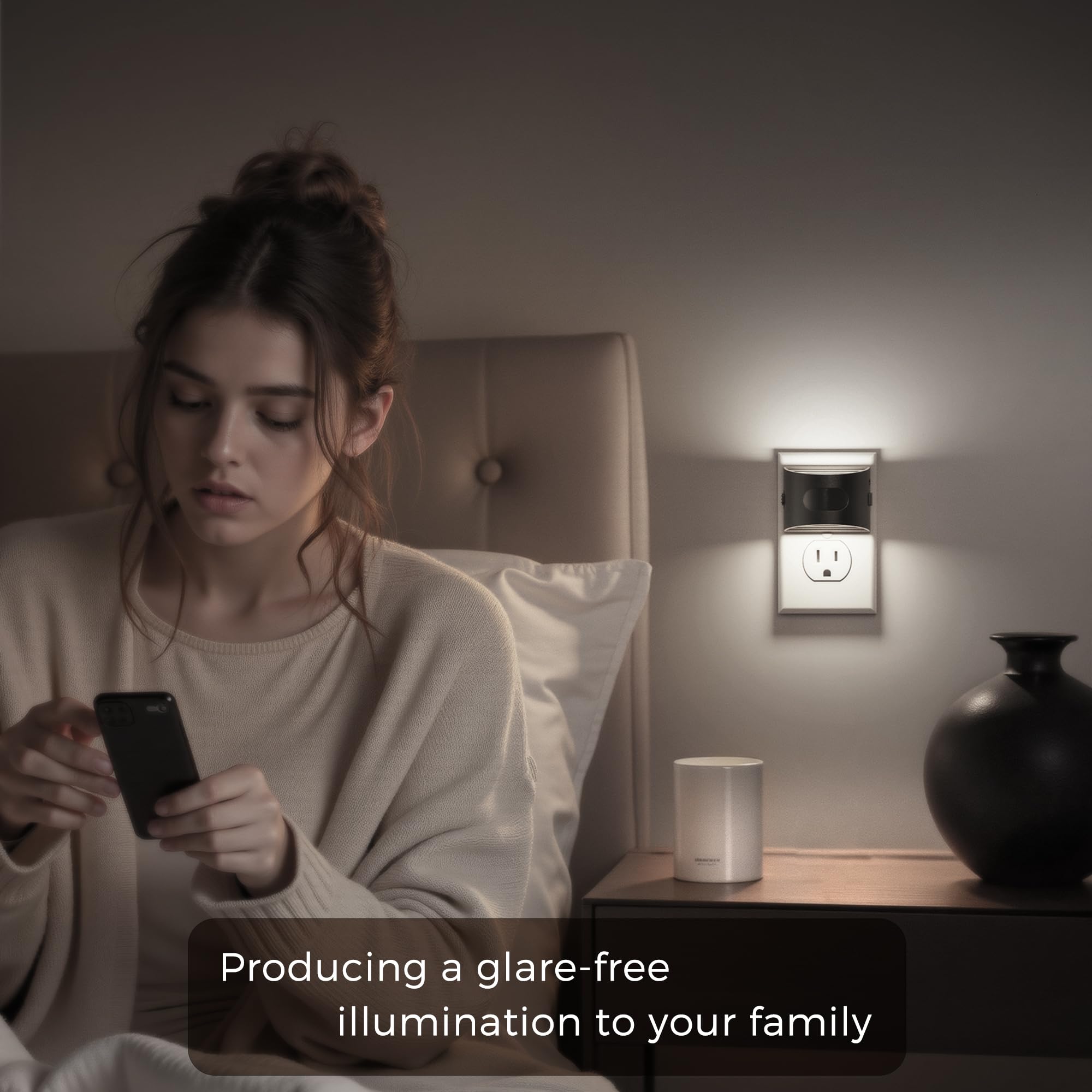 L LOHAS LED dusk-to-dawn night light automatically lights at night for convenience.