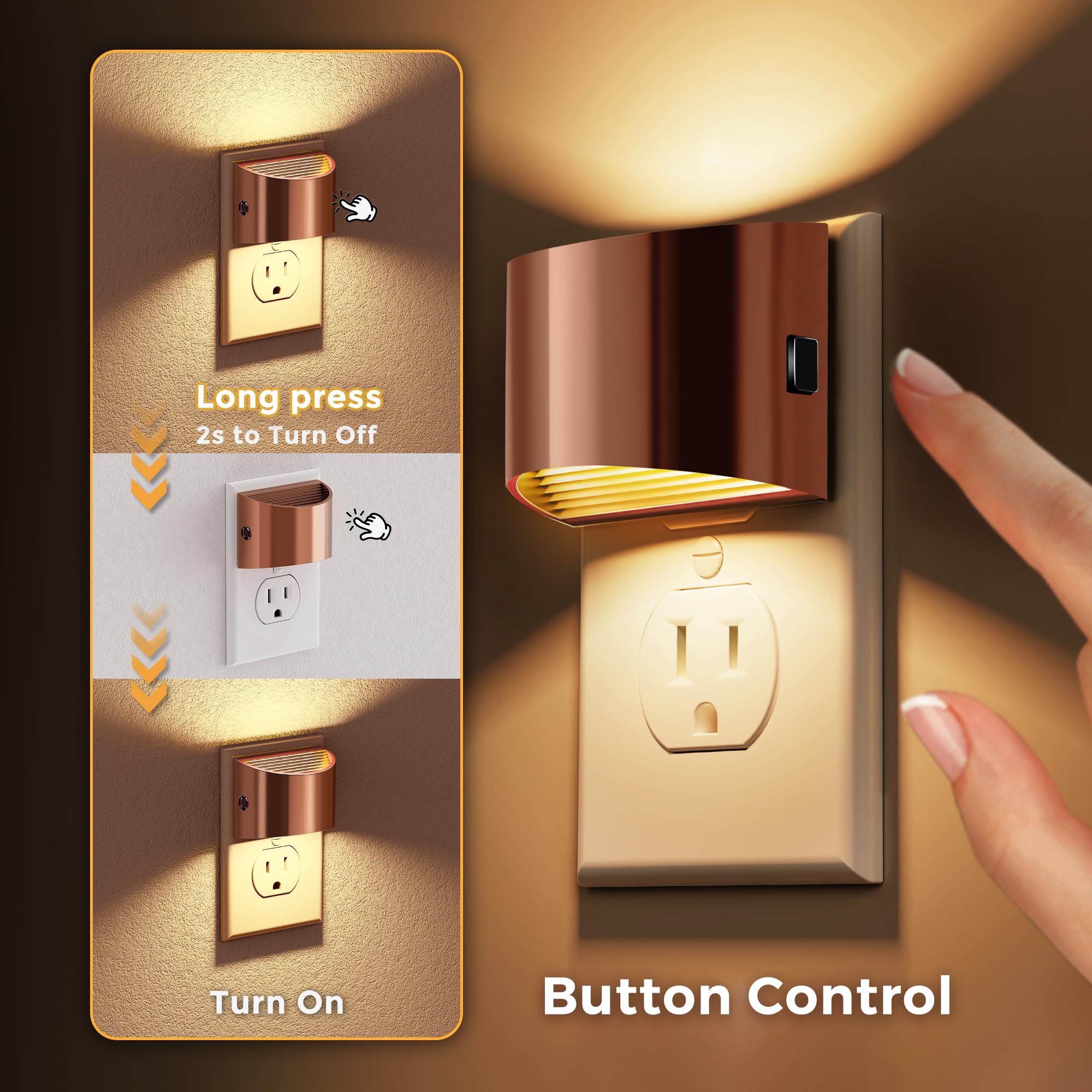 L LOHAS LED night light rose gold compact design saves outlet space