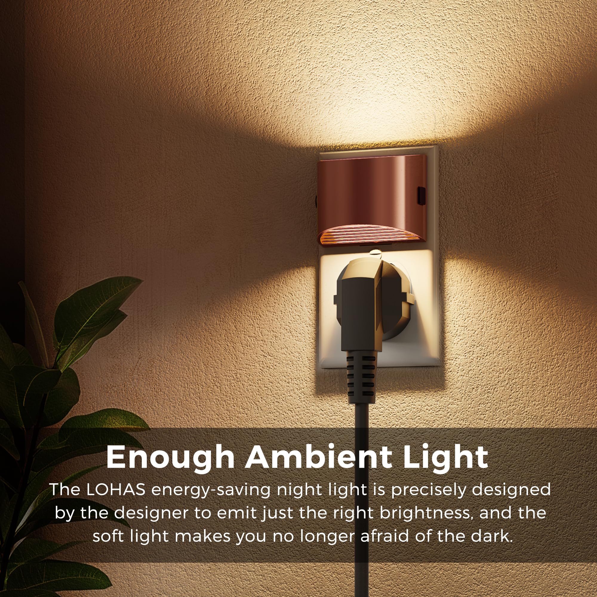 L LOHAS LED night light rose gold side-button control for adjustable brightness