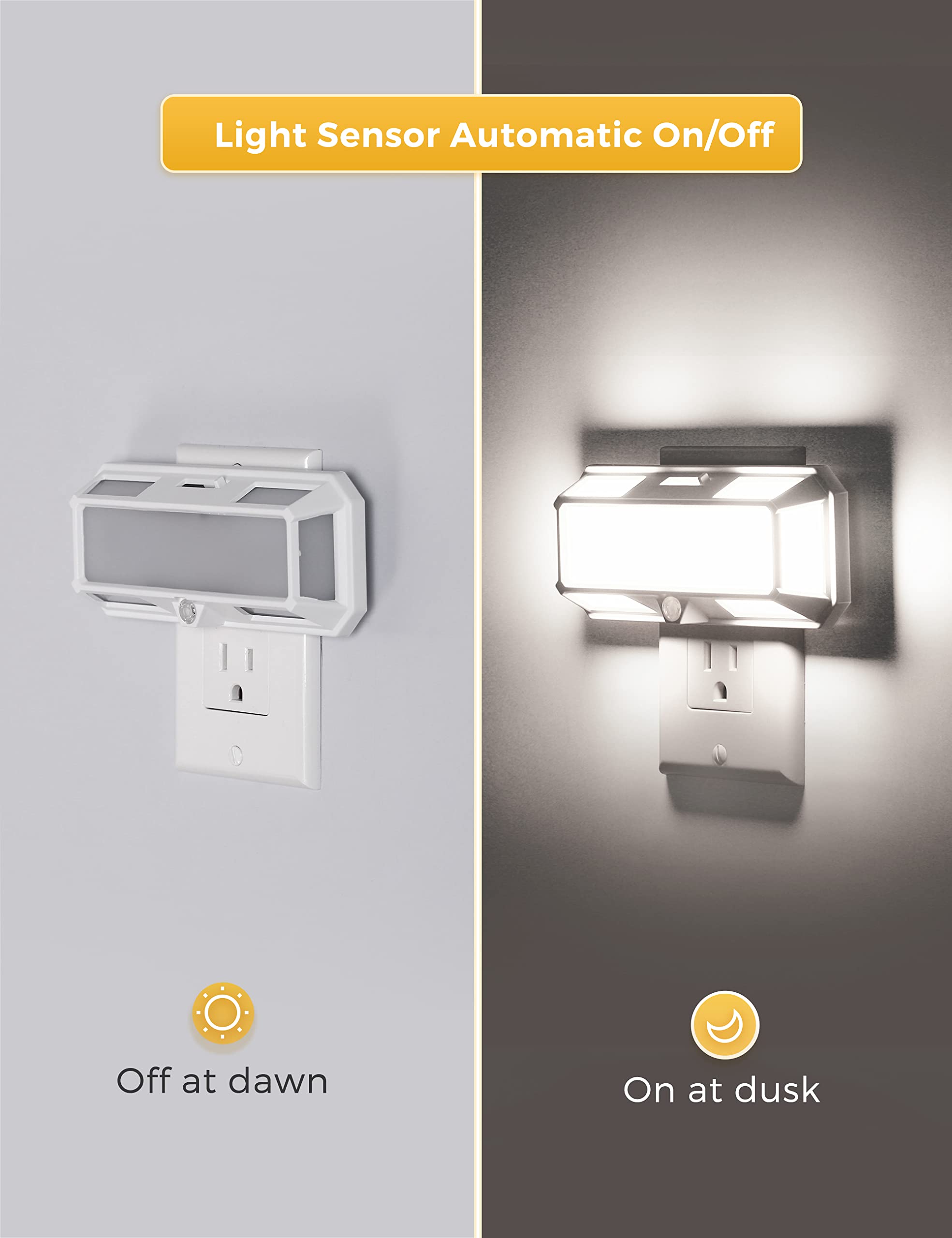 L LOHAS LED auto-on sensor night light detects dim rooms for hands-free safety.