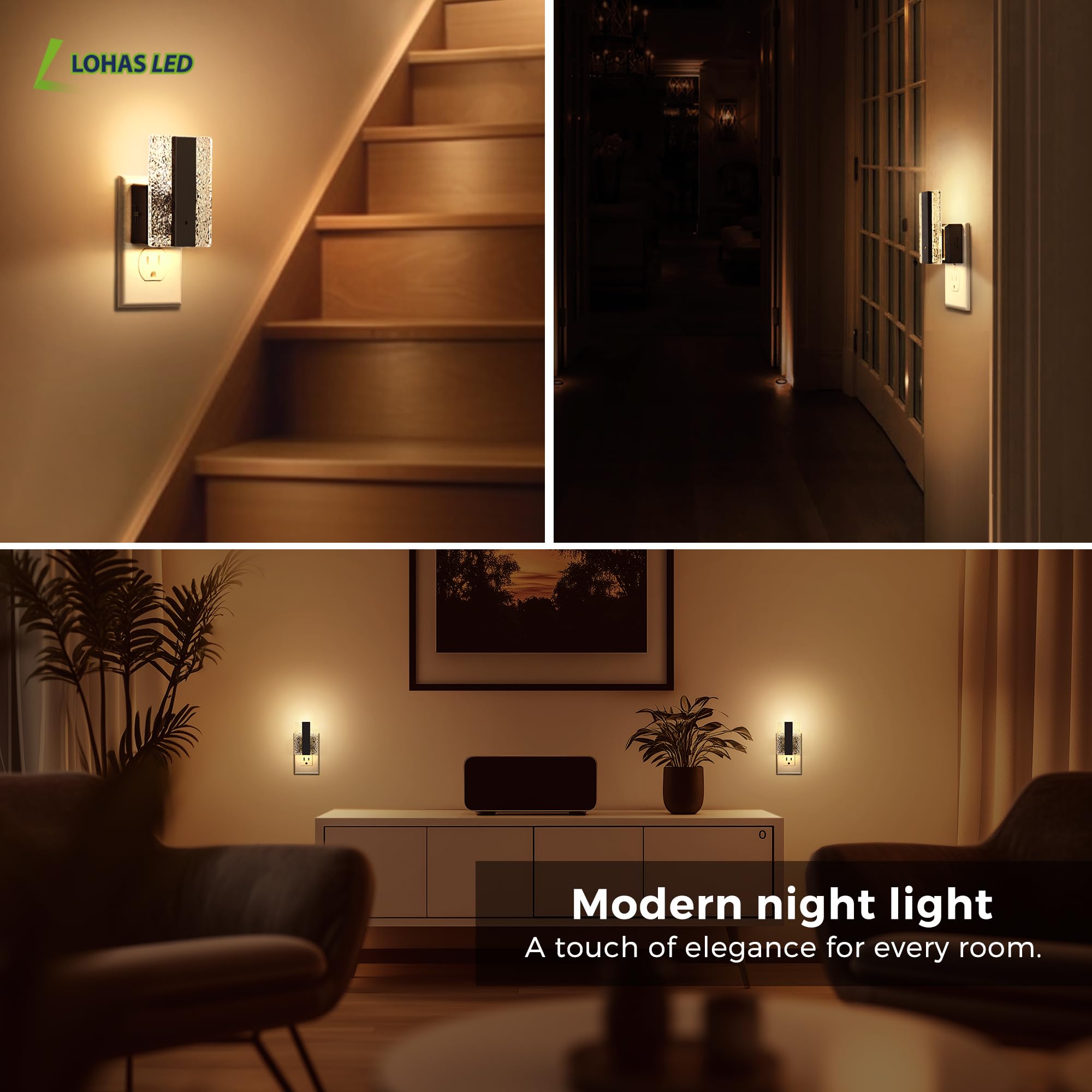 L LOHAS LED night lights suit bedrooms and hallways with gentle guidance.