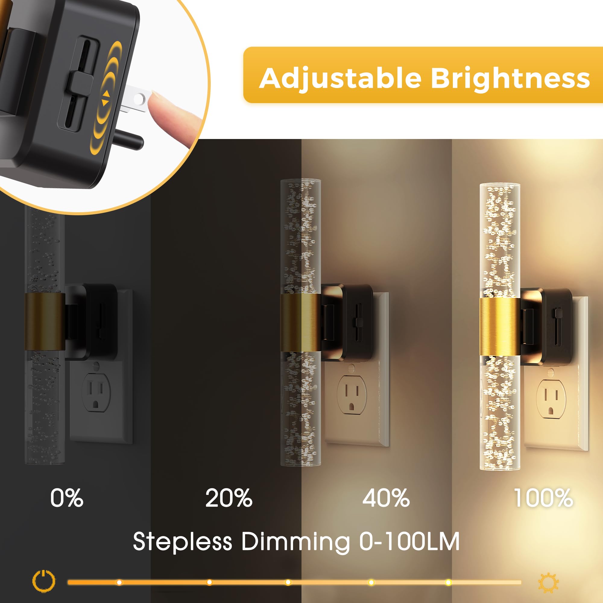 L LOHAS LED 2-pack wall plug night light with 3-prong safety