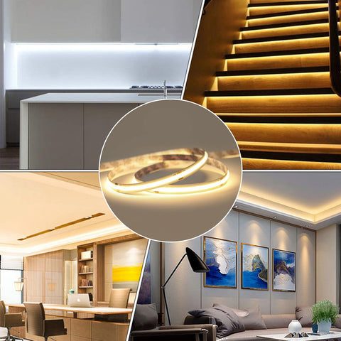 LLTOP COB LED strip cuttable every 50mm for flexible installations.