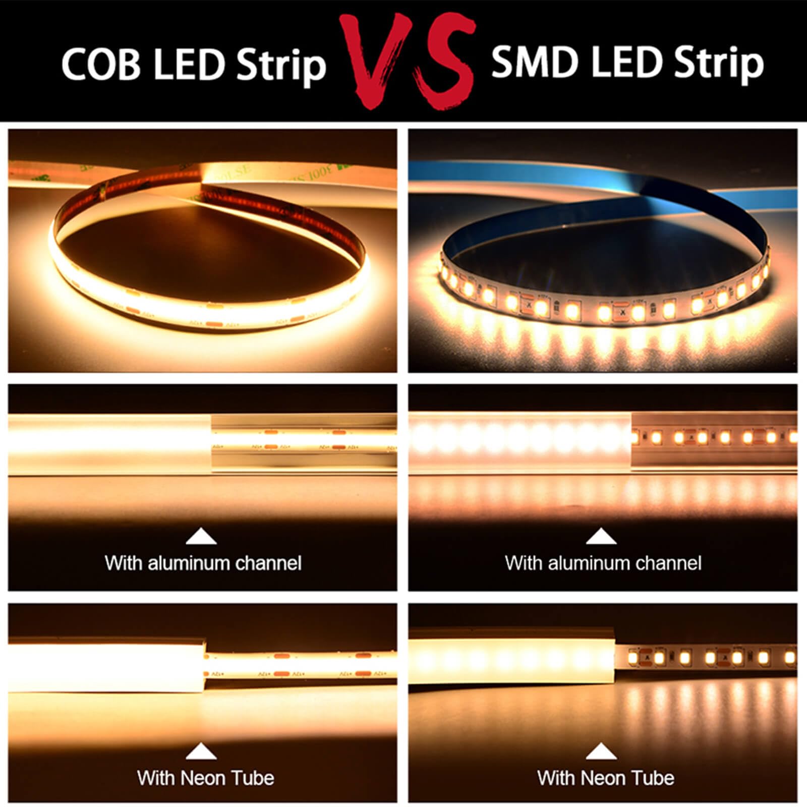 LLTOP COB LED strip with high CRI for true color rendering in kitchens and bedrooms.