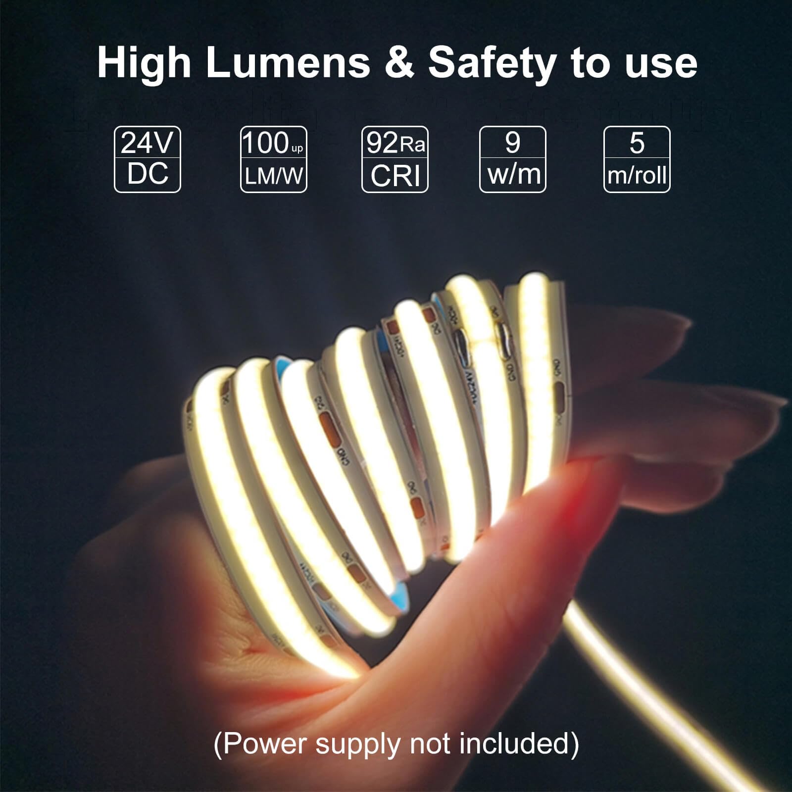 LLTOP COB LED strip provides linear, dot-free light for cabinets and shelves.