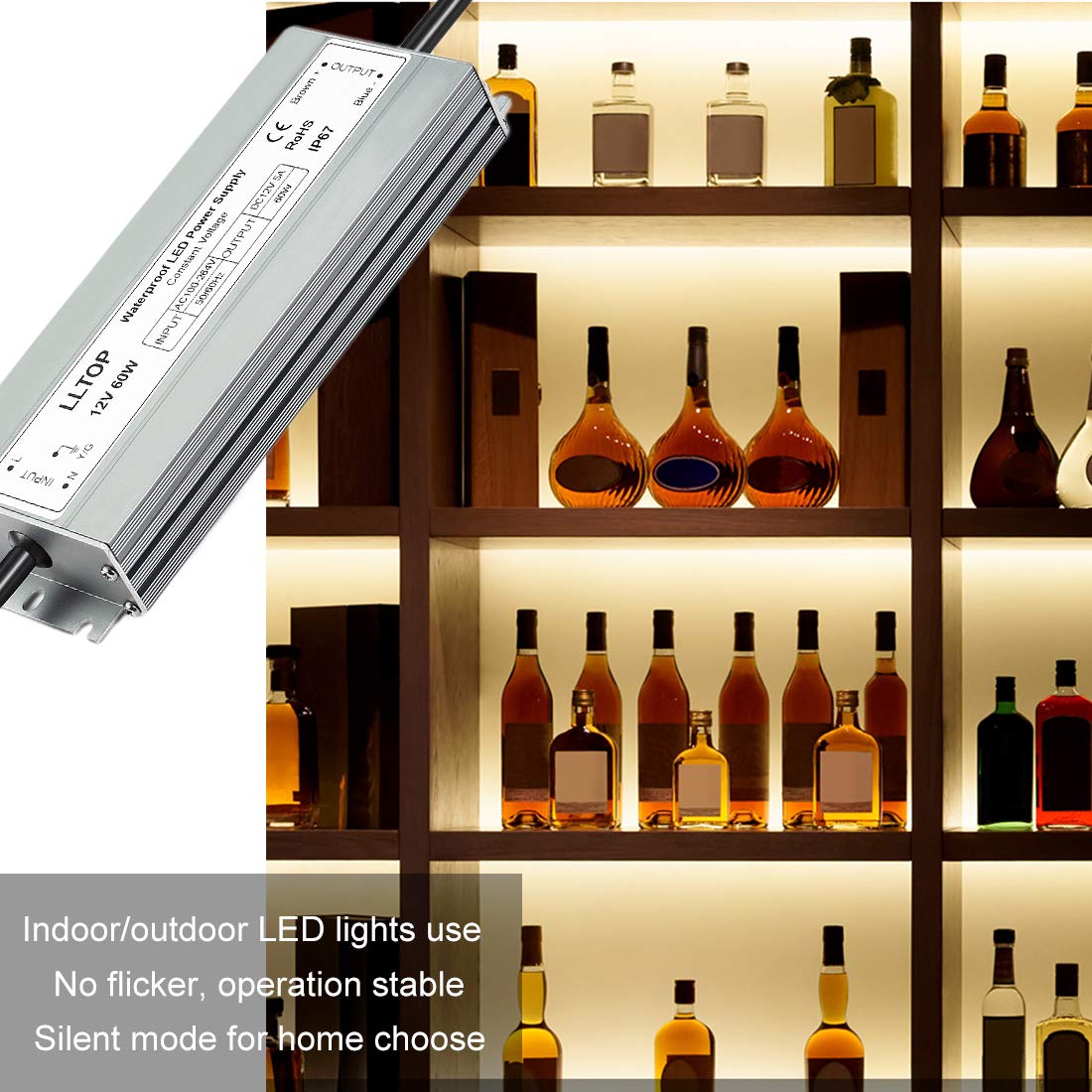 LLTOP LED Driver 12V 5A output ideal for LED strip lighting.
