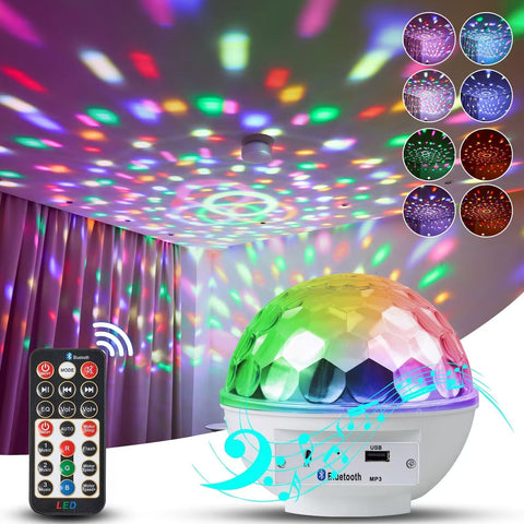 LLUOTE disco ball lights with remote control for customizable RGB party lighting at home.