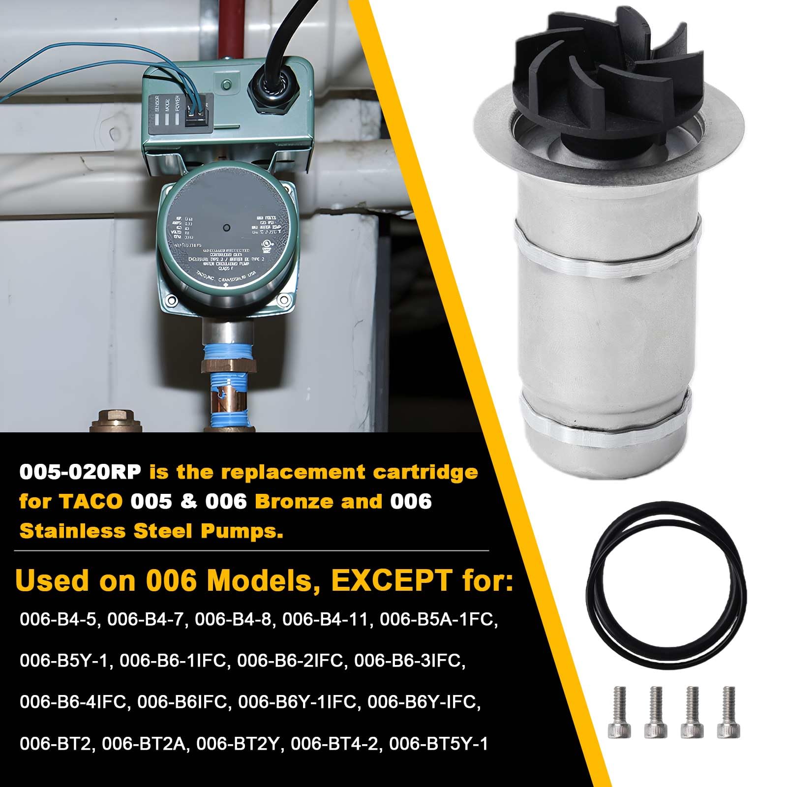 LLYZFED 006-B4 cartridge installed in a Taco circulator pump for durability