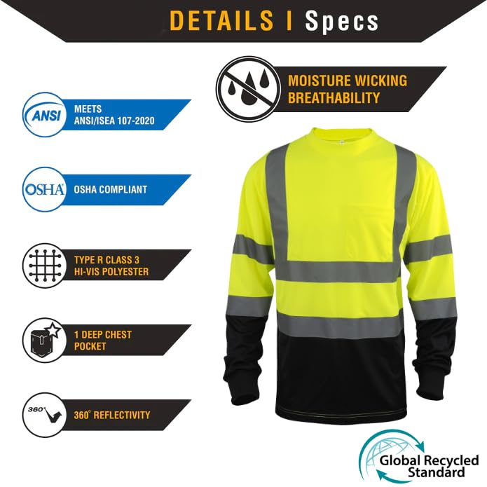 L&M Hi-Vis Class 3 T-Shirt back view showing color contrast