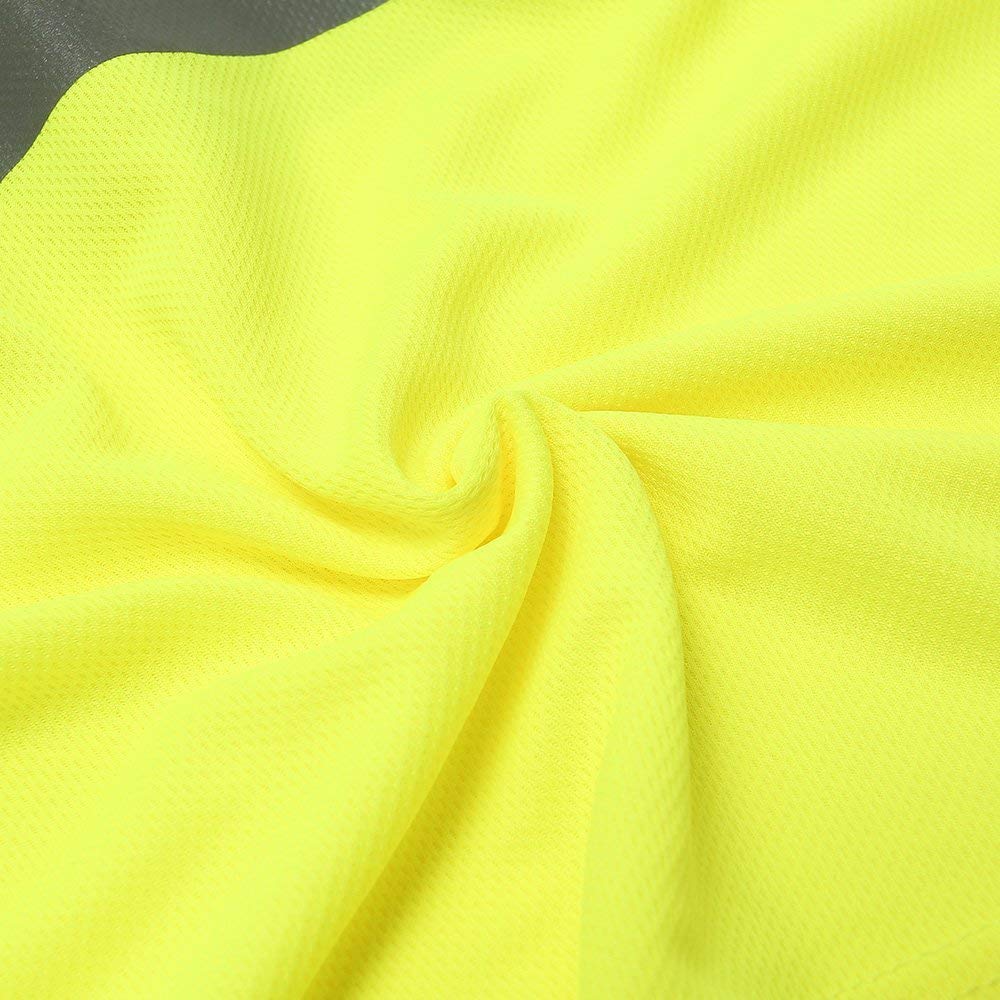 Sewn-on reflective stripes on L&M hi-vis shirt for safety