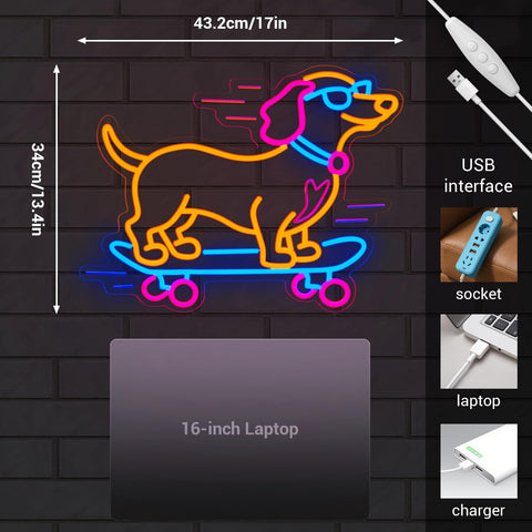 LMHSE dachshund neon sign colorful glow enhancing ambiance