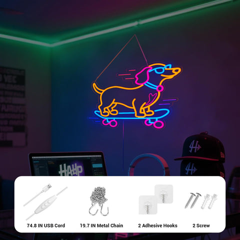 LMHSE dachshund neon sign USB-powered with 6.56 ft cable