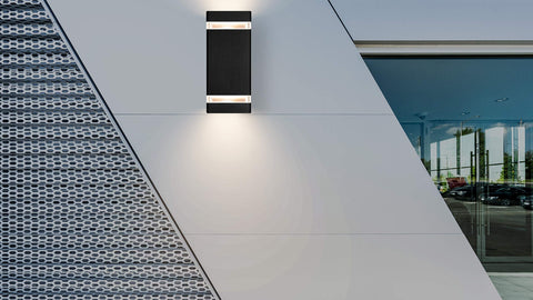 LMP square up-down outdoor wall light installation image showing easy mounting
