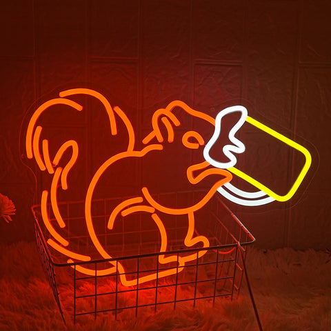 LMSIGNLY Orange squirrel neon adds cozy color to bedrooms or game rooms