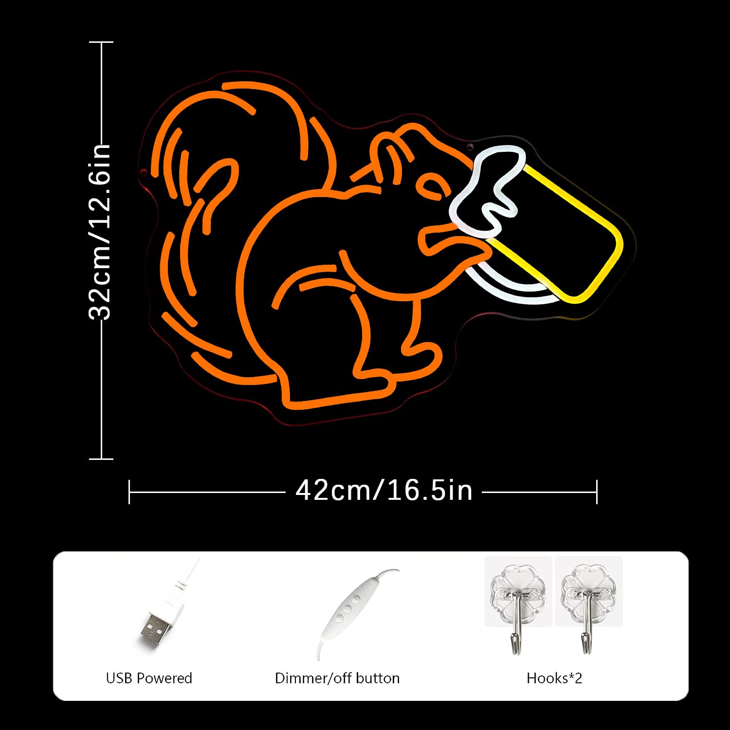 LMSIGNLY Squirrel wine glass neon highlights playful vibes in any room