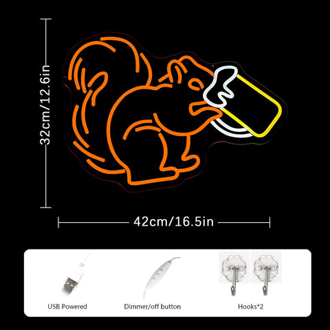 LMSIGNLY Squirrel wine glass neon highlights playful vibes in any room