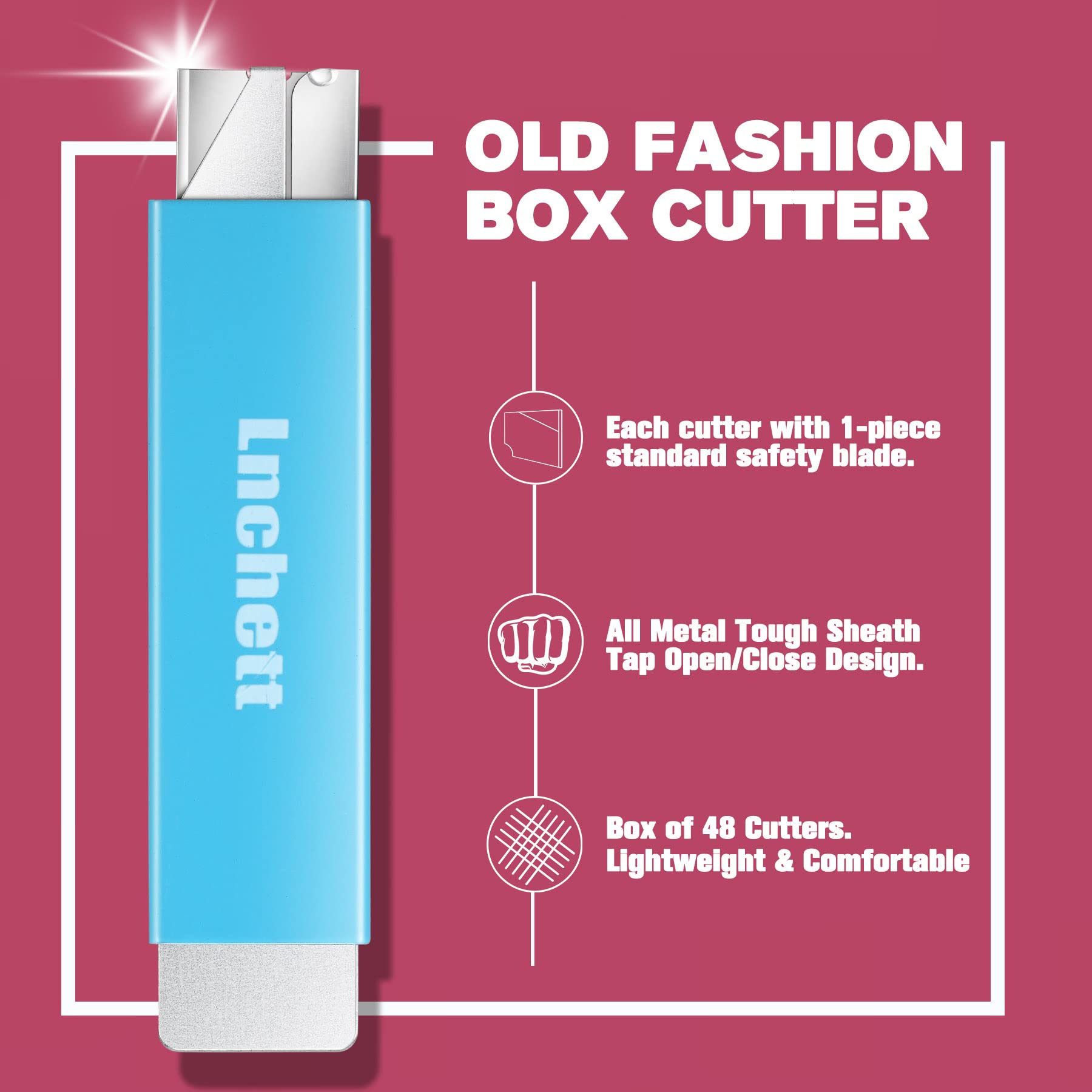 Lnchett mini cutter demonstrated as razor scraper to remove paint and stickers.