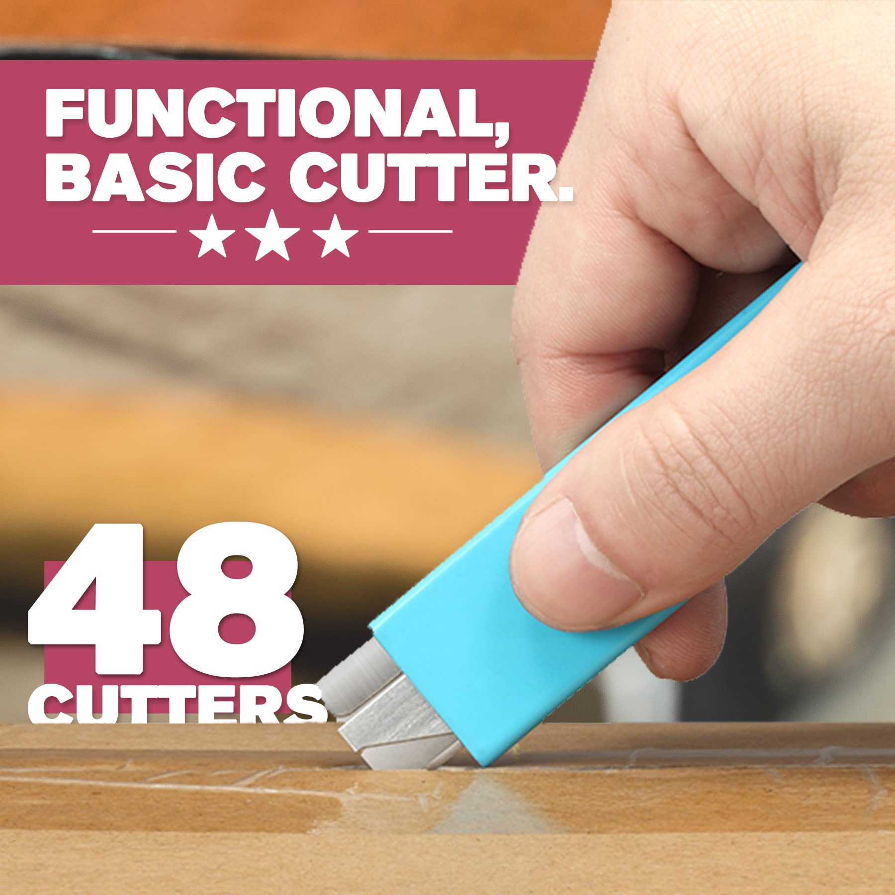 Lnchett box cutter with safety sliding blade fully inside sheath for enhanced security.