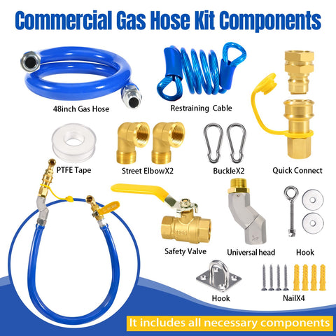 LndscLaser 3/4 in gas hose 48 in length enables flexible connections.