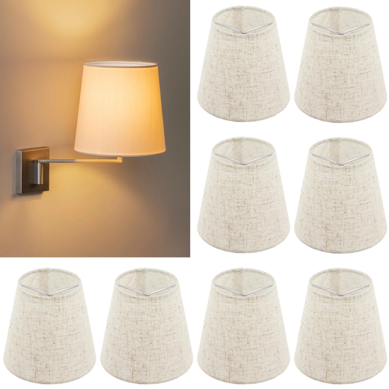 Lnrueg 8-pack lampshades in natural linen add soft diffusion to spaces