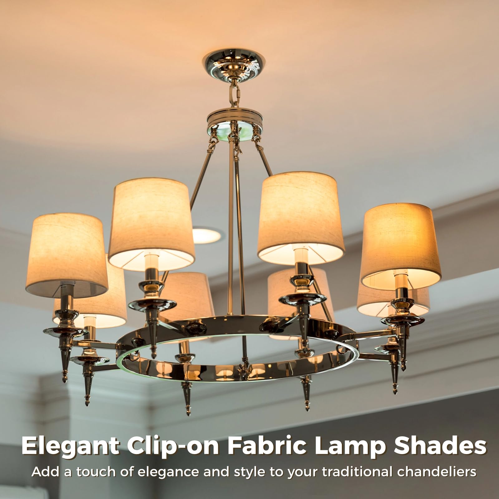 Clip-on lampshade close-up highlighting 3.5x5x5.5 inch fit.