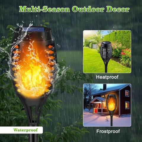 LNRYY waterproof solar lights withstand rain and wind for year-round decor.
