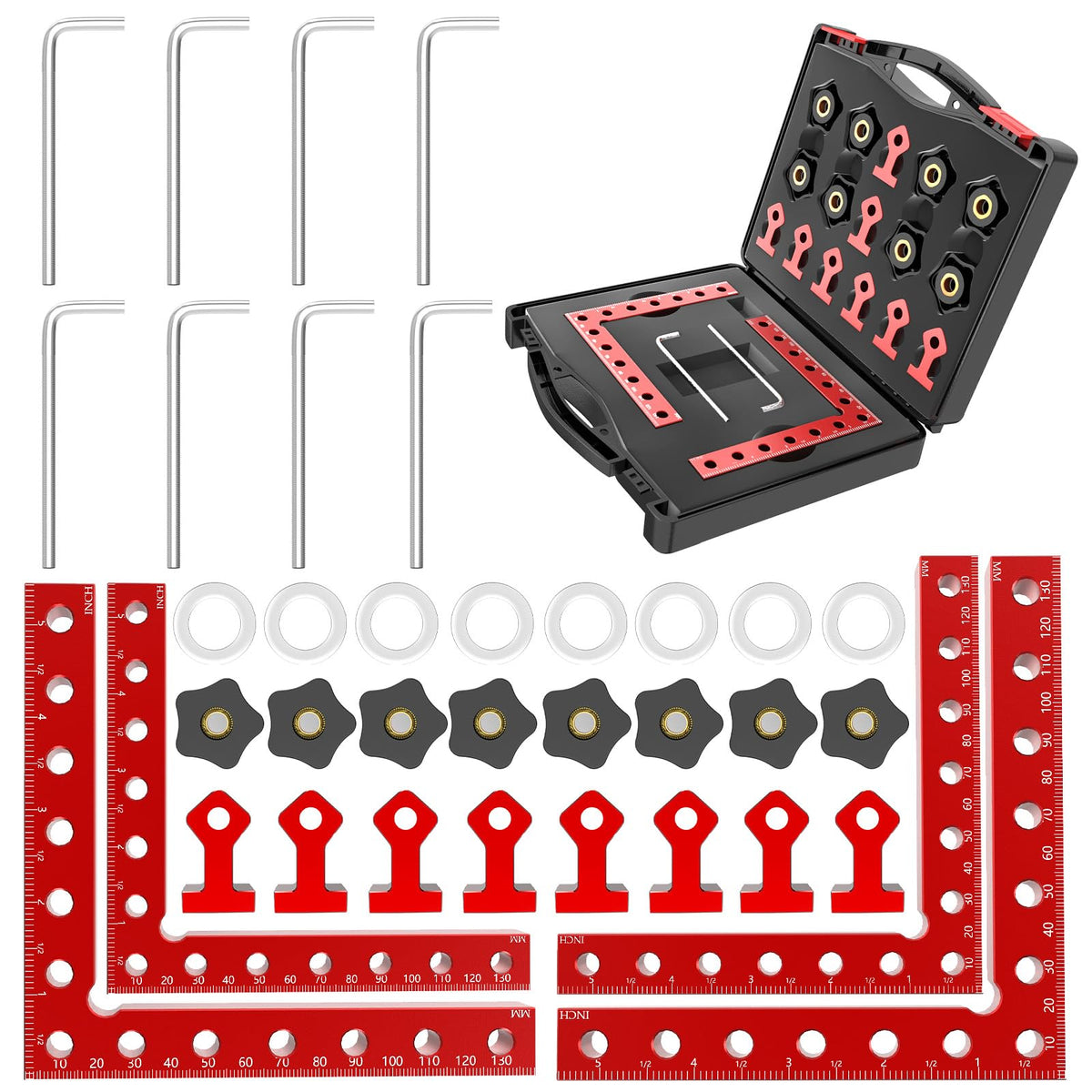 LNUNOEH corner clamps provide precise 90-degree joins for woodworking projects.