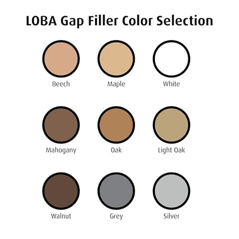 LOBA Gap Filler finish swatch showing color mixing for a light oak match