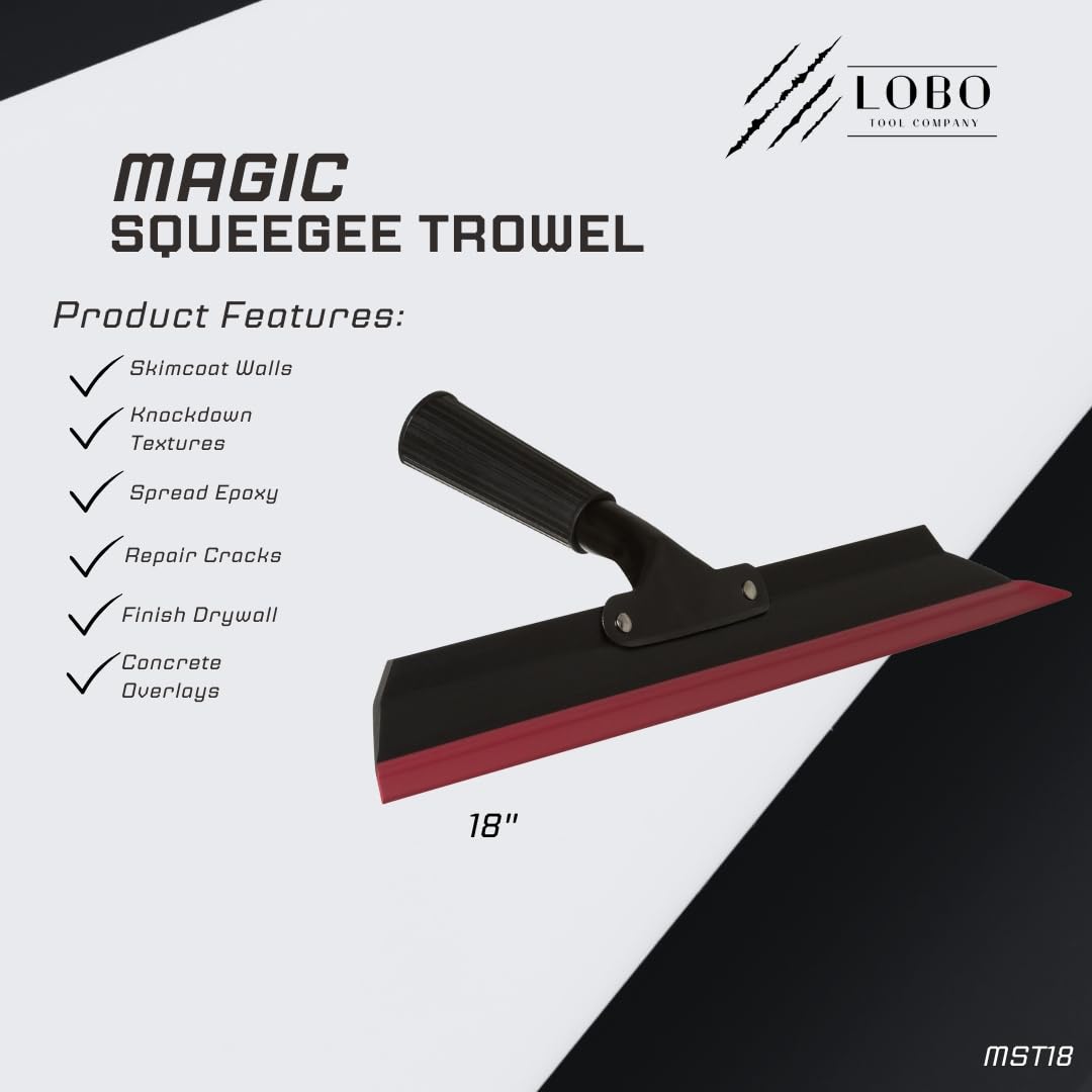 Lobo Tool Company Magic Squeegee Trowel in use on drywall for even overlays