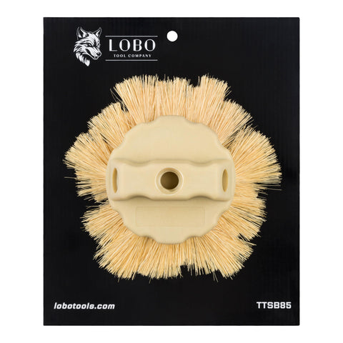 Lobo Tools Tampico shag brush closeup showing durable texture capability for drywall.