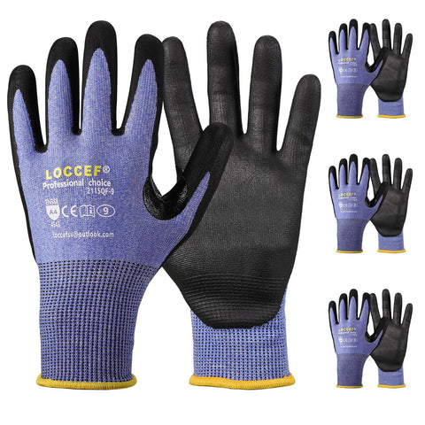 LOCCEF three-pair safety work gloves pack with durable protection for daily tasks