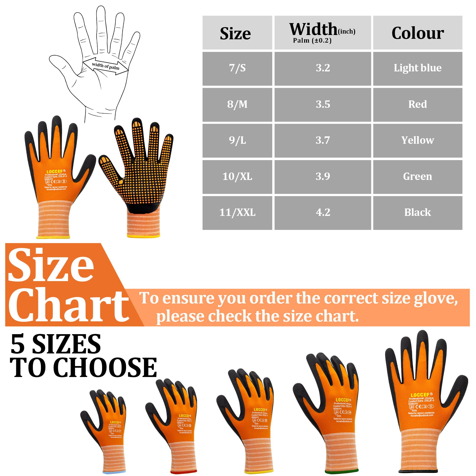 Loccef dot grip gloves offer durable cushioning for repetitive precision tasks.