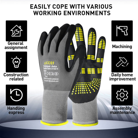 LOCCEF Endurance Glove raised microdots enhance durability during tasks.