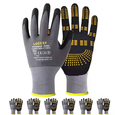 LOCCEF Endurance Knit Gloves closeup show grip with microfoam coating for reliable control
