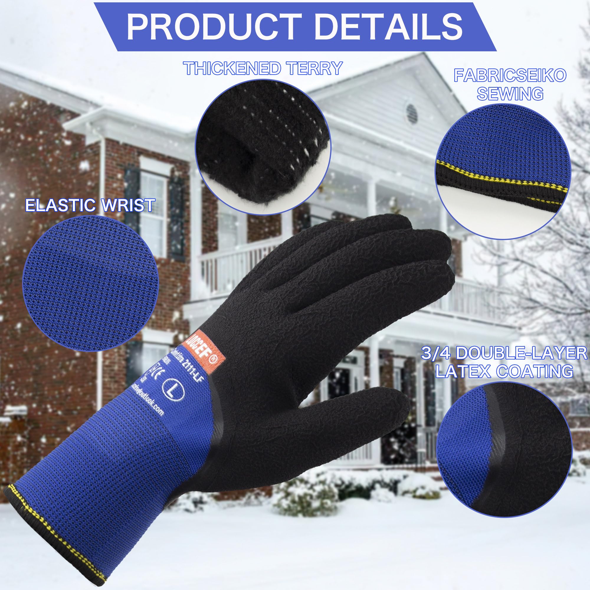 LOCCEF freezer gloves featuring plush fleece interior for extra warmth.